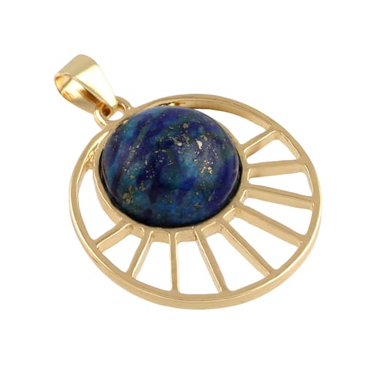 12 Pack: Blue & Gold Lapis Sun Pendant by Bead Landing™